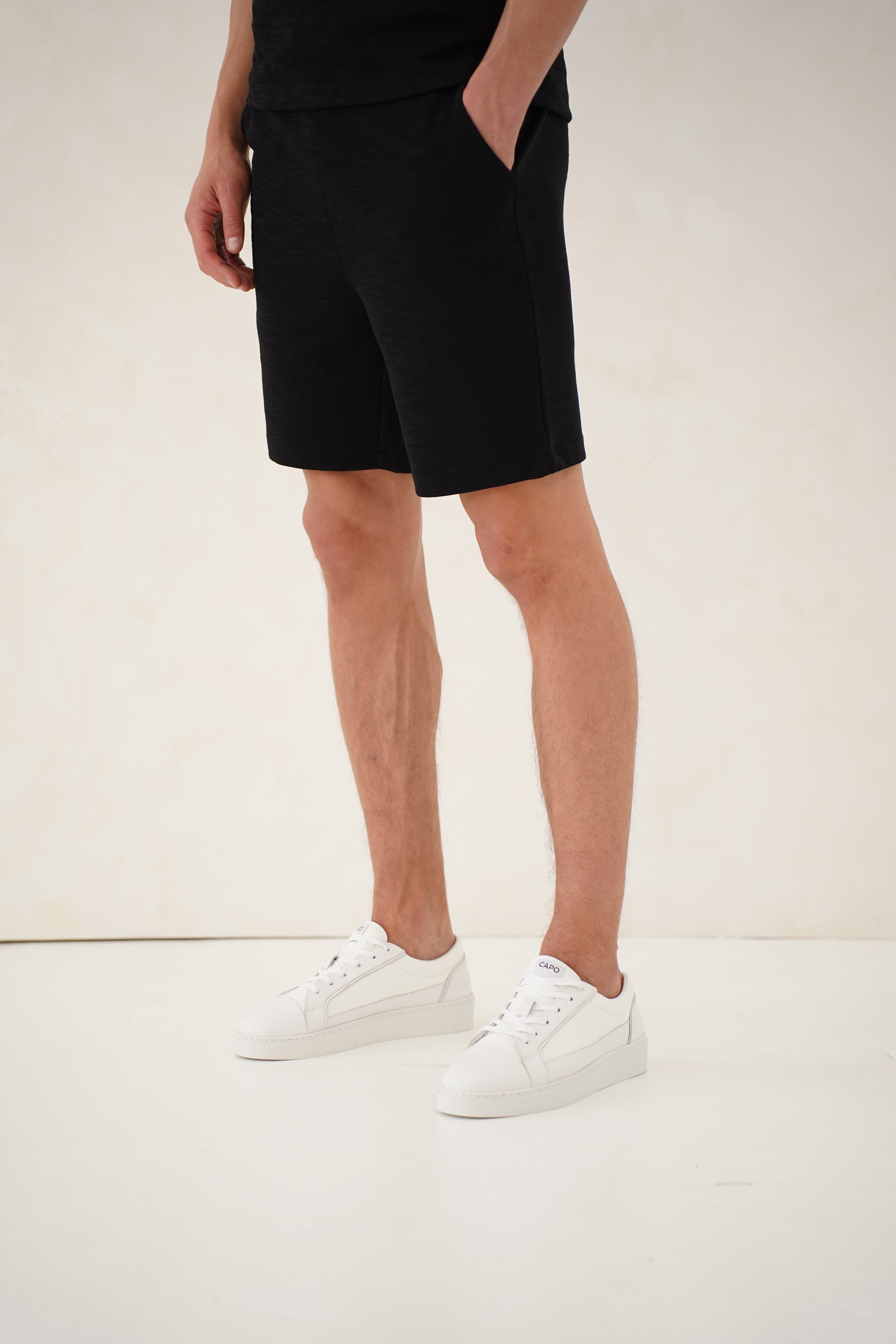 CAPO Jersey Slub Black Shorts